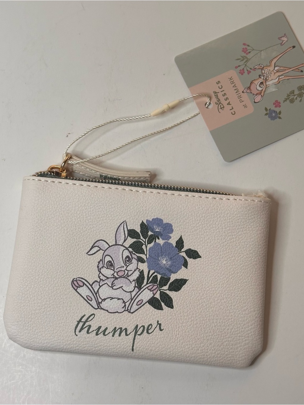 Primark Disney Classics Thumper Small White Card Wallet Zippered Pouch NEW